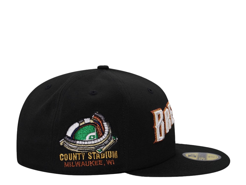 New Era Milwaukee Brewers County Stadium Black Throwback Edition 59Fifty Fitted Cap