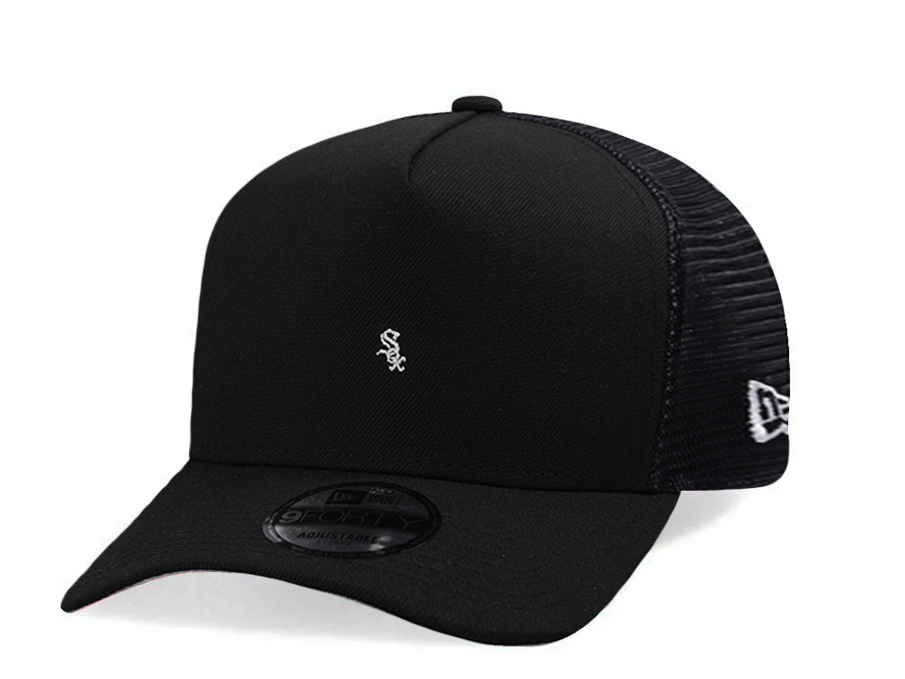 New Era Chicago White Sox Micro Logo Black Edition 9Forty A Frame Trucker Snapback Cap