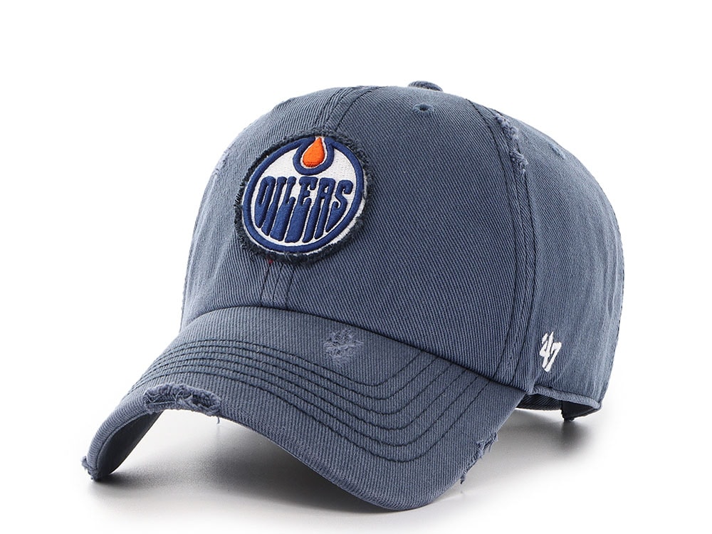 47 Brand Edmonton Oilers Weathered Blue Clean Up Strapback Cap
