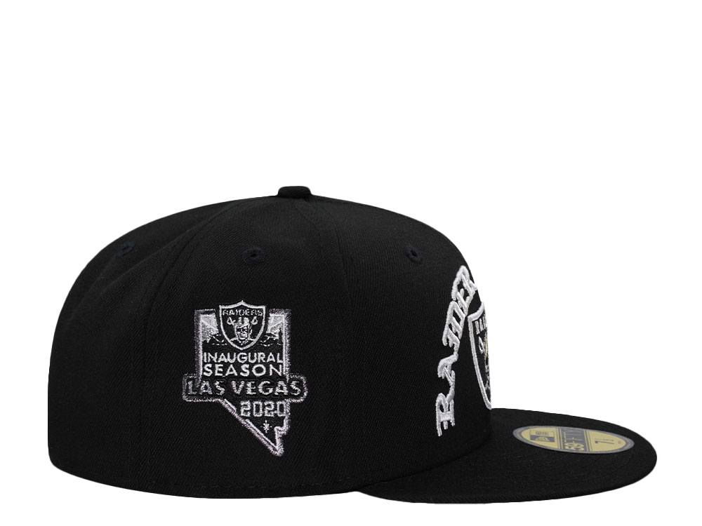 New Era Las Vegas Raiders Inaugural Season 2020 Script Black Prime Edition 59Fifty Fitted Cap