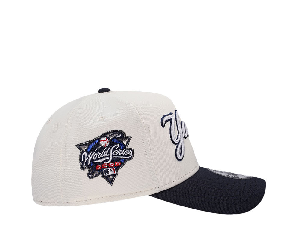 New Era New York Yankees World Series 2000 Chrome Two Tone Script Edition 9Forty A Frame Snapback Cap