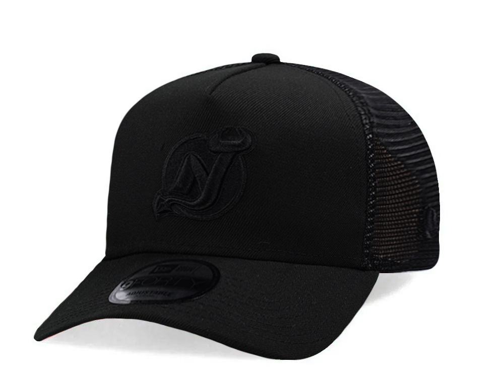 New Era New Jersey Devils Black Prime Edition 9Forty A Frame Trucker Snapback Cap