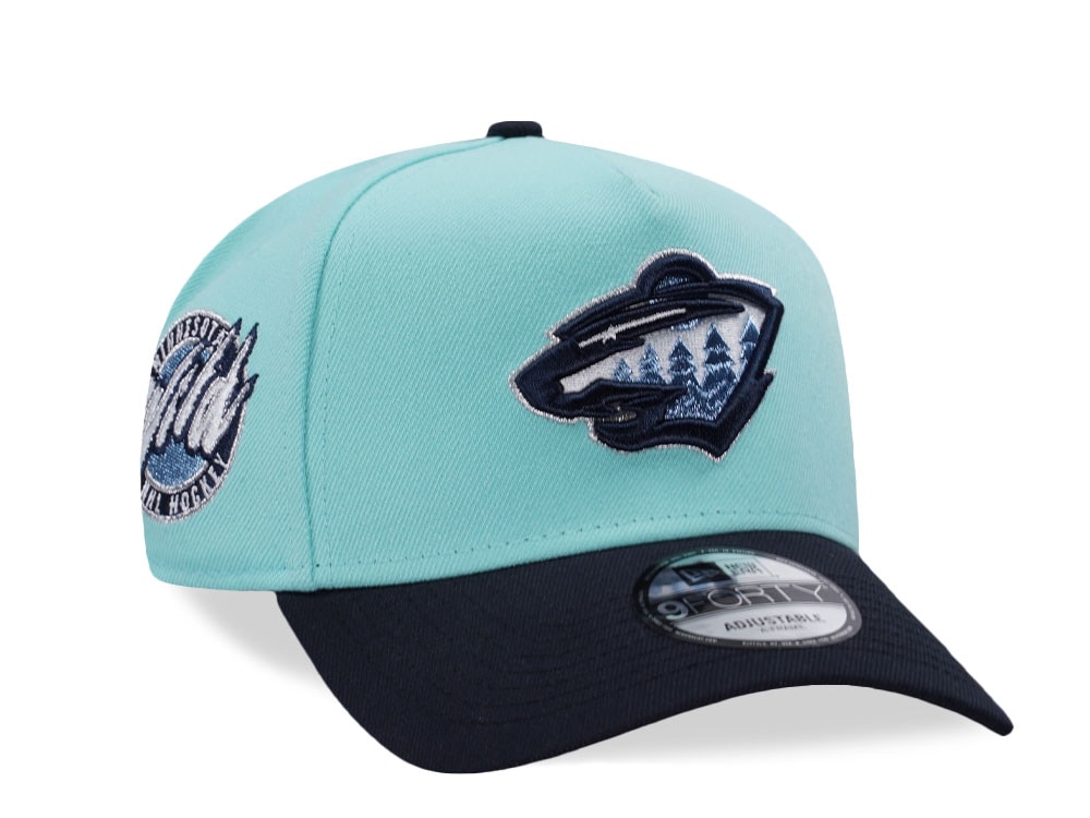 New Era Minnesota Wild NHL Hockey Tint Blue Two Tone Edition 9Forty A Frame Snapback Cap