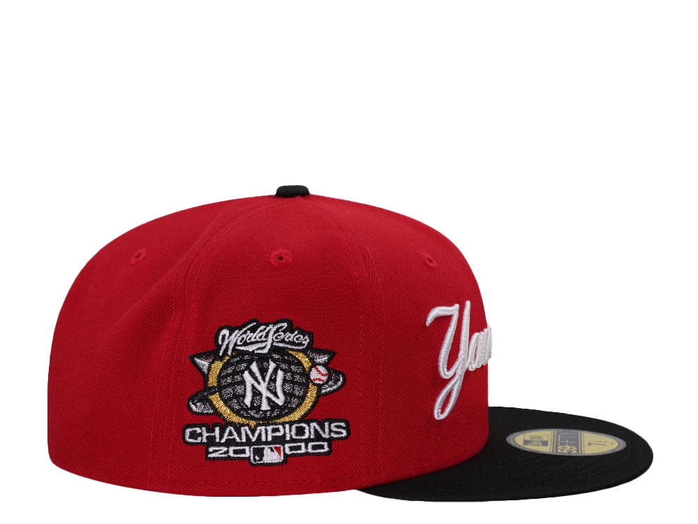New Era New York Yankees World Series Champions 2000 Script Red Prime Edition 59Fifty Fitted Cap
