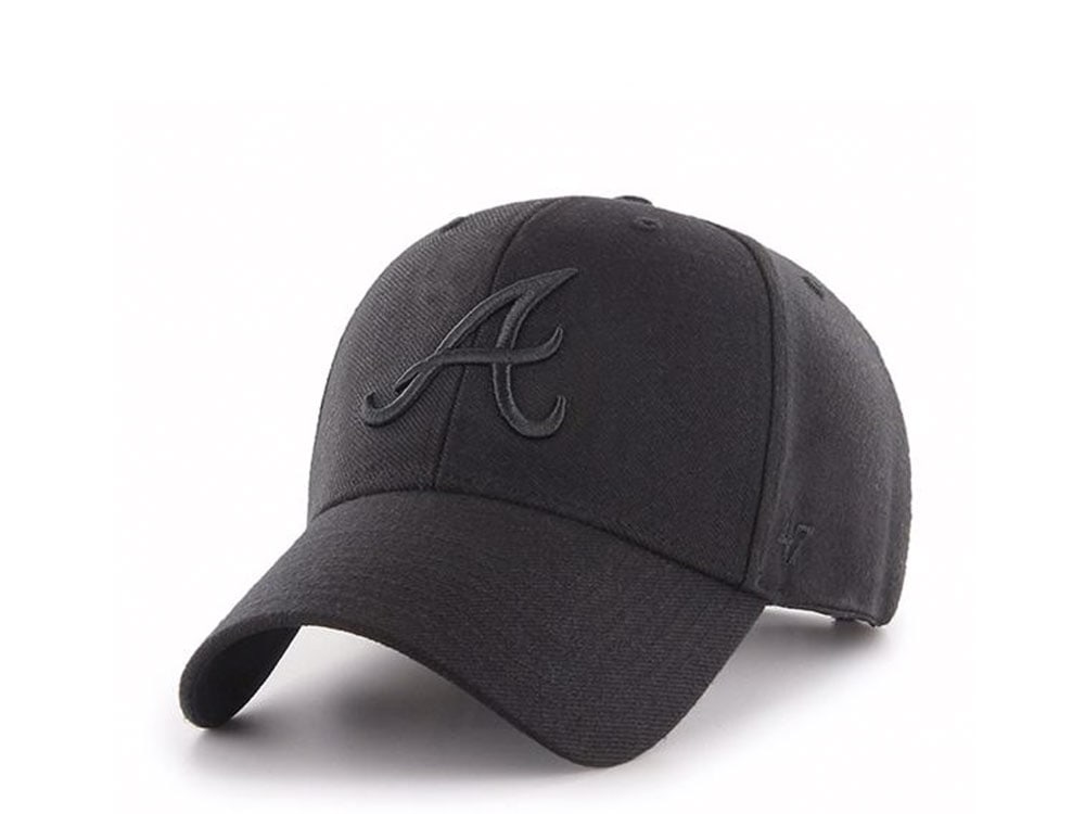47Brand Atlanta Braves Black on Black Classic Snapback Cap