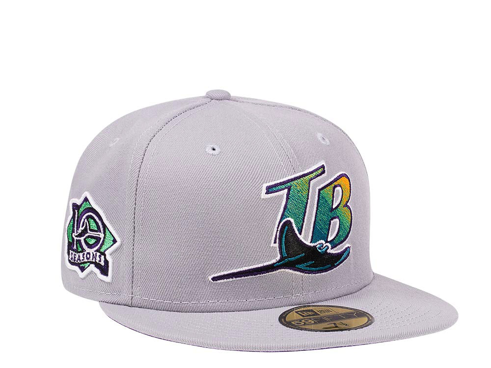 New Era Tampa Bay Rays 10 Seasons Gray and Purple Edition 59Fifty Fitted Cap