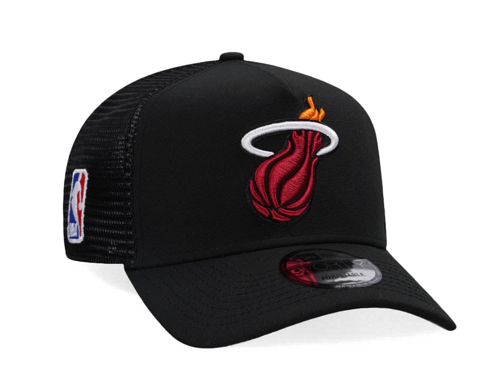 New Era Miami Heat Black Classic Edition Trucker 9Forty A Frame Snapback Cap