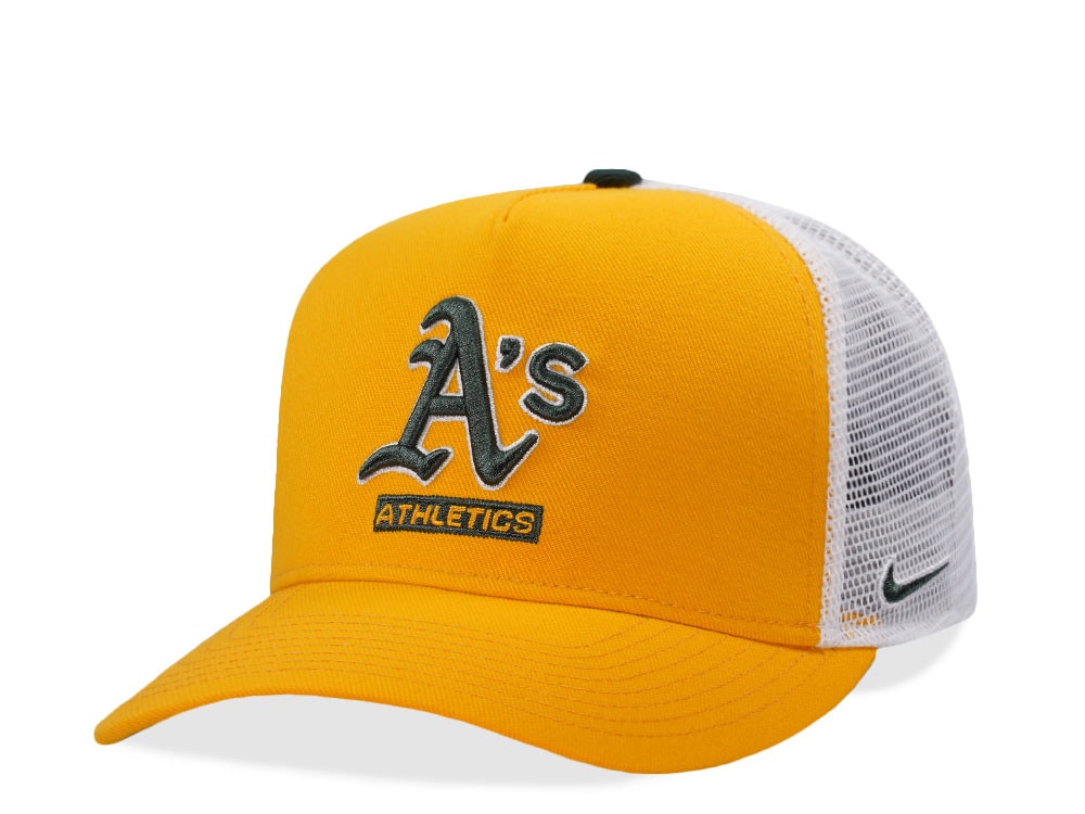 Nike Oakland Athletics Primetime Dri-Fit Rise Yellow Edition Trucker Snapback Cap