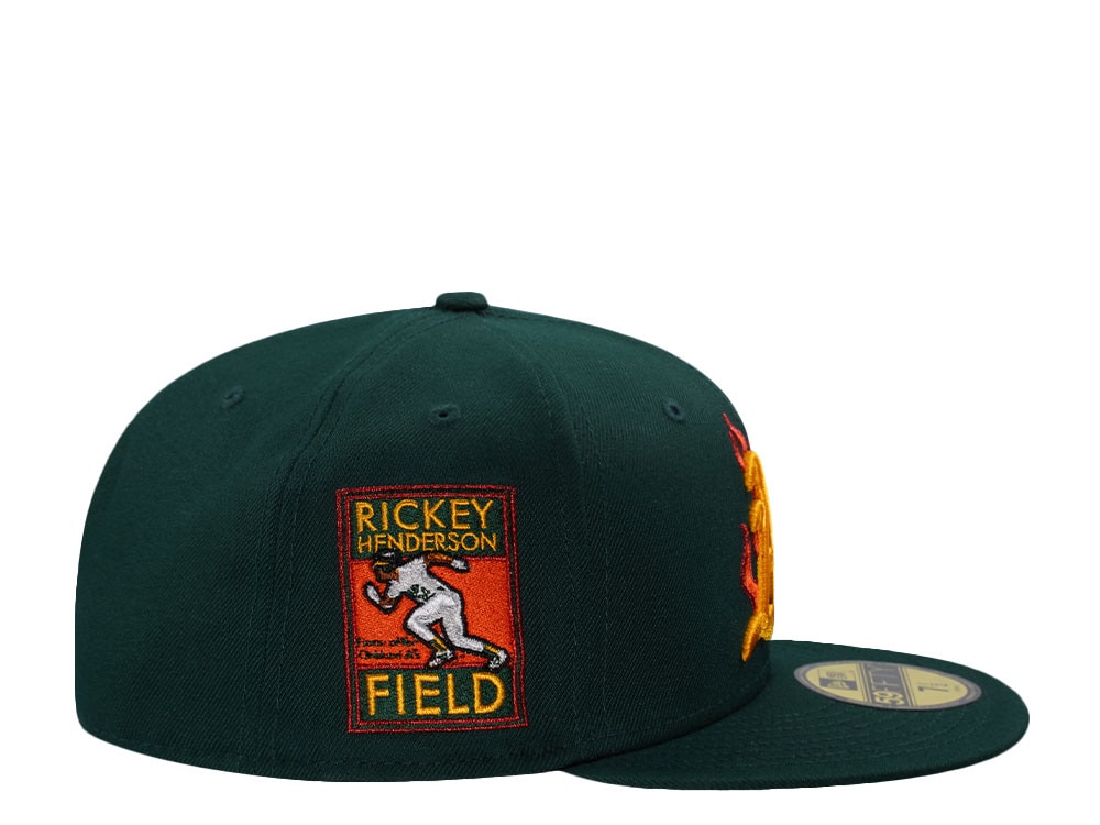 New Era Oakland Athletics Rickey Henderson Field Dark Green Flames Edition 59Fifty Fitted Cap