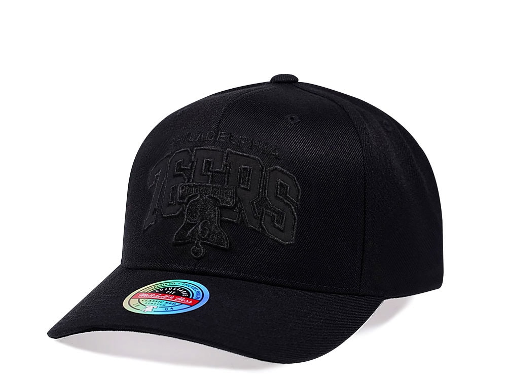 Mitchell & Ness Philadelphia 76ers Black Out Team Arch Red Line Flex Snapback Cap