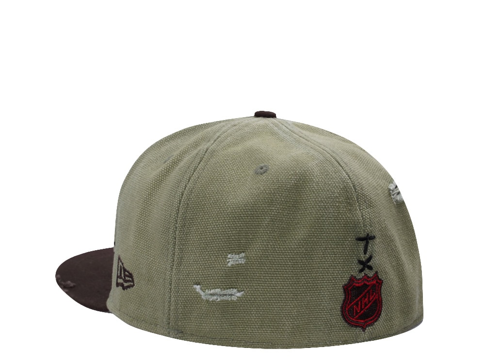 New Era Anaheim Ducks 10th Anniversary Washed Canvas Rifle Green Two Tone Horror Edition 59Fifty Fitted Cap