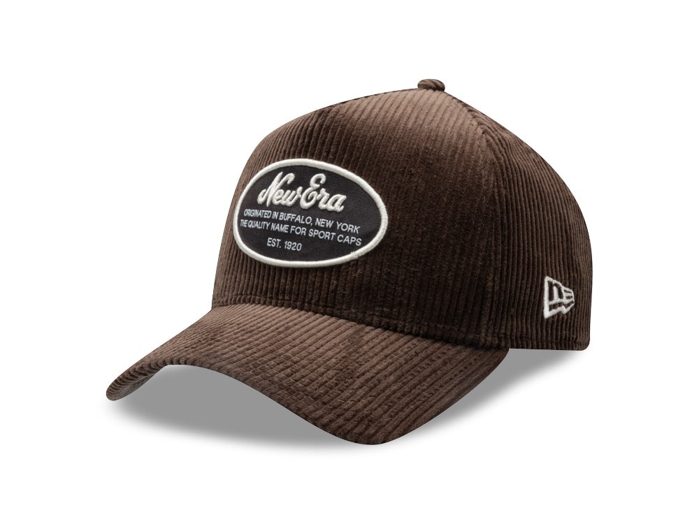 New Era Oval Patch Corduroy Brown 9Forty A Frame Snapback Cap