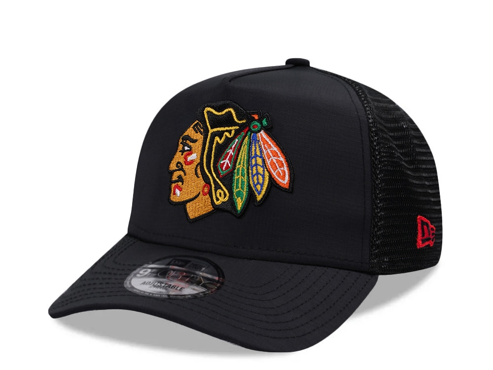 New Era Chicago Blackhawks Black Prime Trucker Edition 9Forty A Frame Snapback Cap