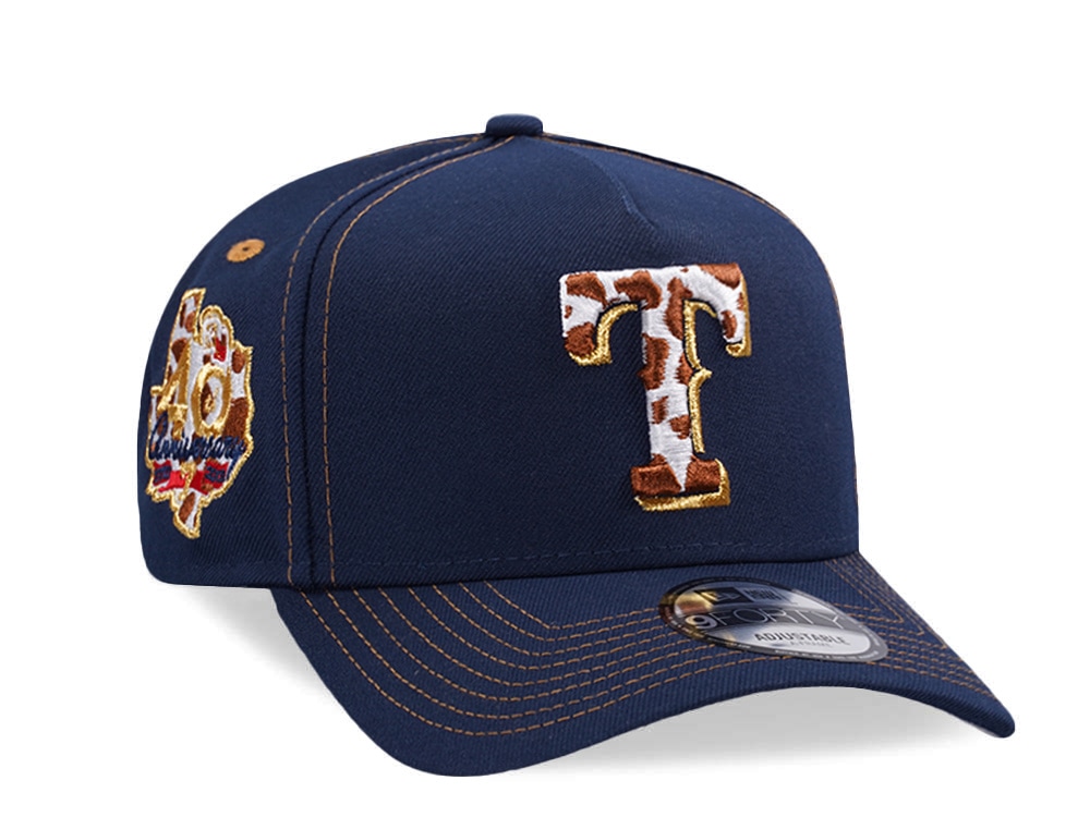 New Era Texas Rangers 40th Anniversary Cow Ocean Blue Prime Edition 9Forty A Frame Snapback Cap
