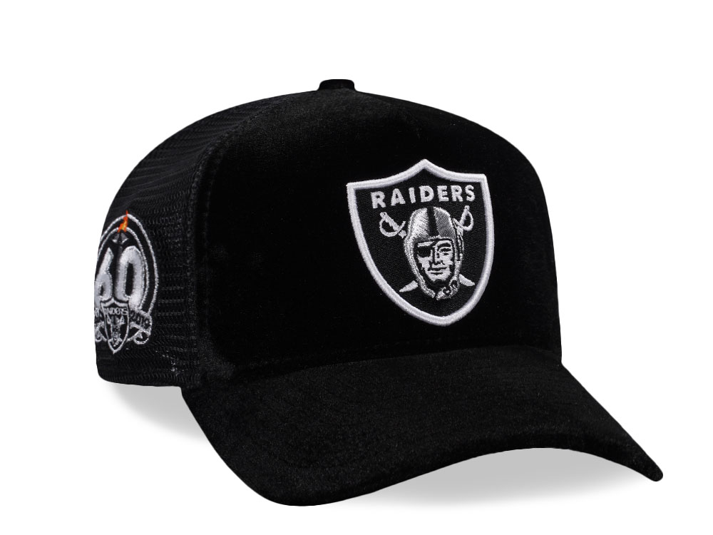 New Era Las Vegas Raiders 60th Anniversary Velvet Trucker Edition 9Forty A Frame Snapback Cap