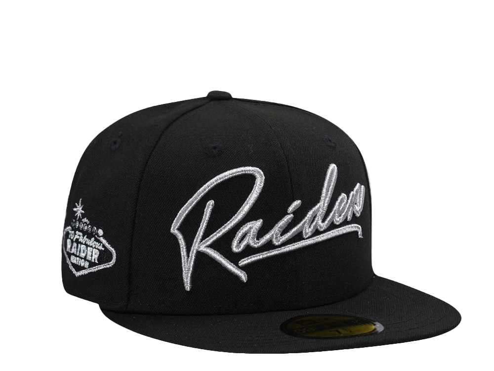 New Era Las Vegas Raiders Script Metallic Black Prime Edition 59Fifty Fitted Cap