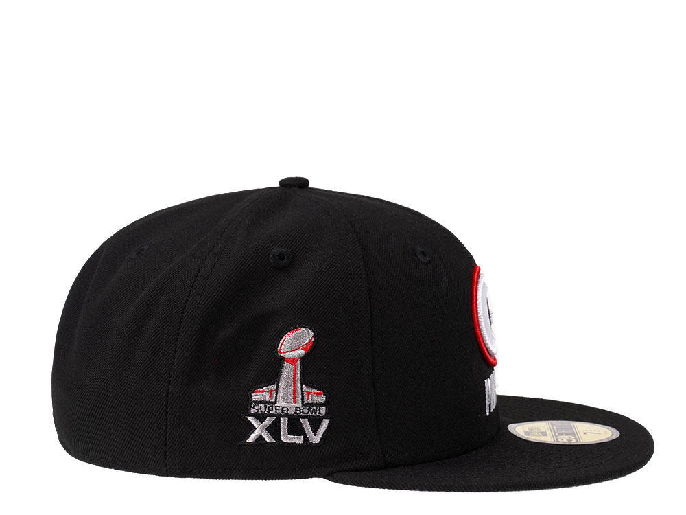 New Era Green Bay Packers Super Bowl XLV Black Crimson Collection 59Fifty Fitted Cap