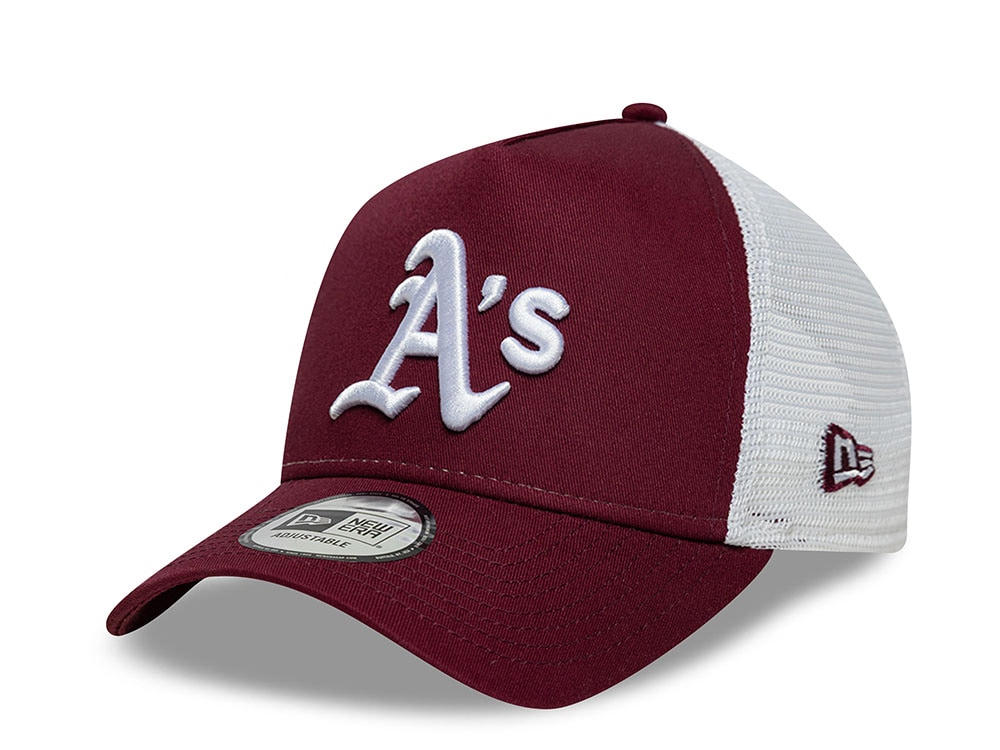New Era Oakland Athletics League Essential Maroon Prime Edition 9Forty A Frame Trucker Snapback Cap