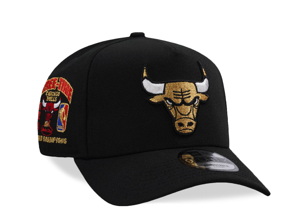 New Era Chicago Bulls 3x World Champions Black Prime Edition 9Forty A Frame Snapback Cap