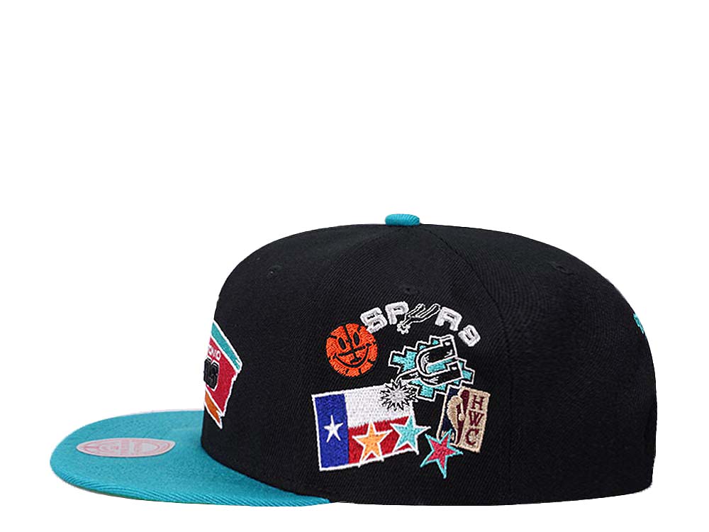 Mitchell & Ness San Antonio Spurs Patch Overload Hardwood Classic Snapback Cap