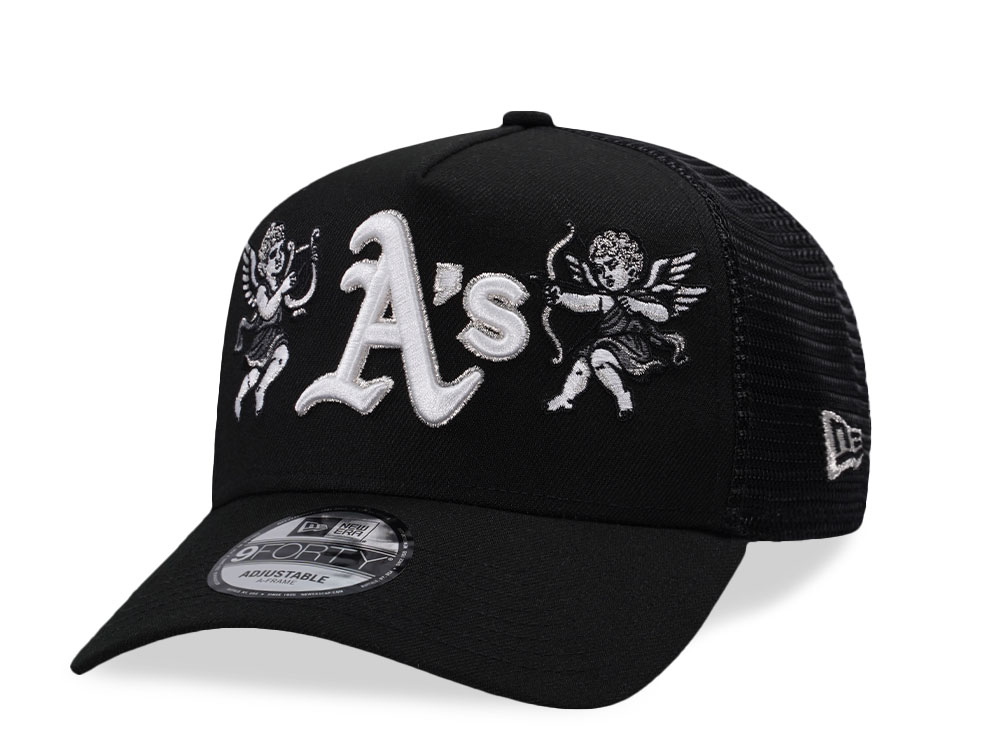 New Era Oakland Athletics Cupids Black Prime Edition 9Forty A Frame Trucker Snapback Cap