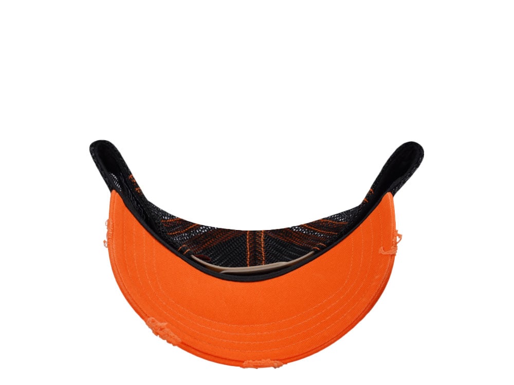 Von Dutch Oval Patch Distressed Orange Trucker Snapback Cap