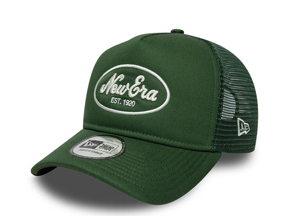 New Era Oval Foam Patch Dark Green Edition 9Forty A Frame Trucker Snapback Cap
