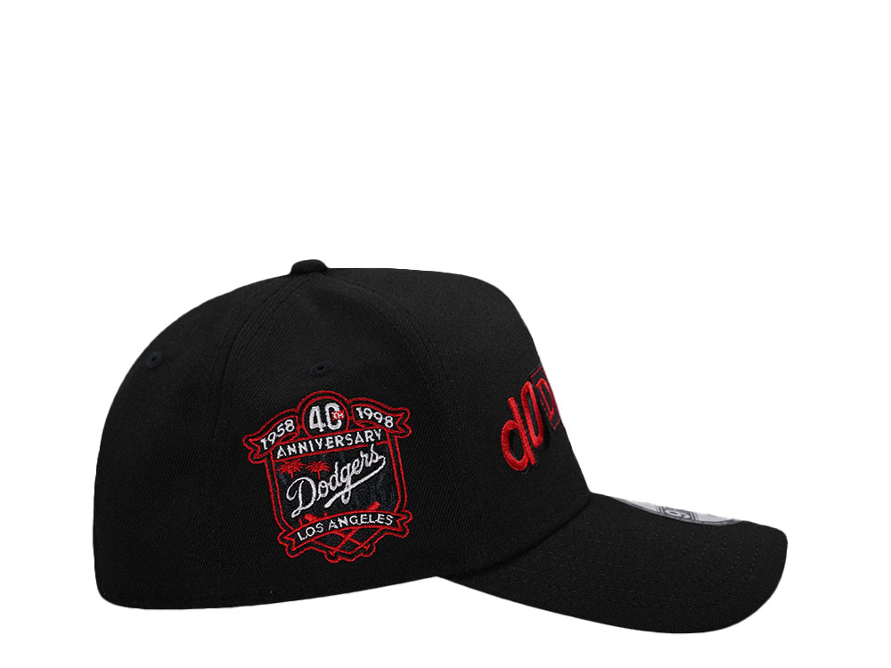 New Era Los Angeles Dodgers 40th Anniversary Black and Red Script Edition 9Forty A Frame Snapback Cap