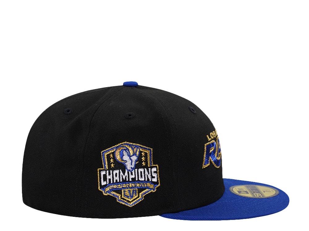 New Era Los Angeles Rams Super Bowl LVI Champions Black Two Tone Edition 59Fifty Fitted Cap
