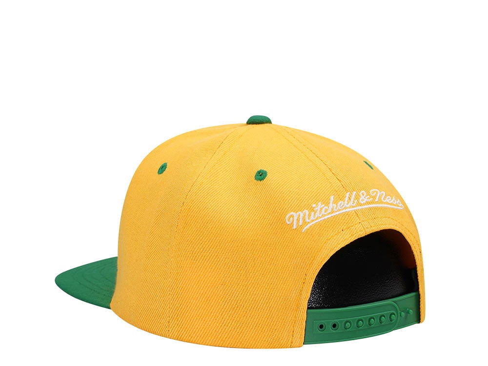 Mitchell & Ness Milwaukee Bucks Transcript Yellow Two Tone Snapback Cap