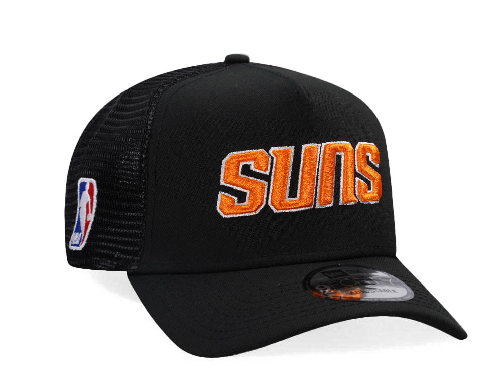 New Era A-Frame Trucker Hat – Phoenix Suns Nero, Con Logo 3D Ricamato, Retro Regolabile, 100% Cotone