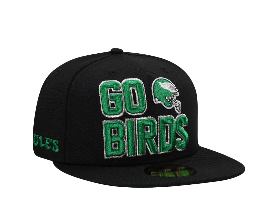 New Era Philadelphia Eagles GO EAGLES Black Throwback Edition 59Fifty Fitted Cap
