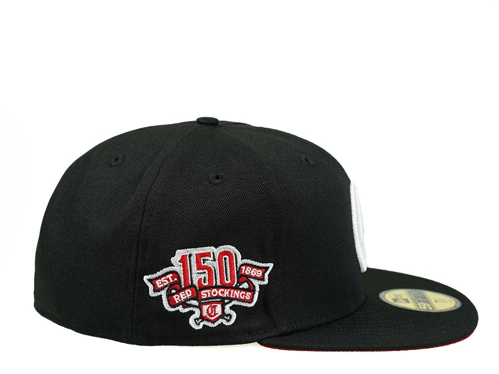 New Era Cincinnati Reds 150th Anniversary Black and Red 59Fifty Fitted Cap