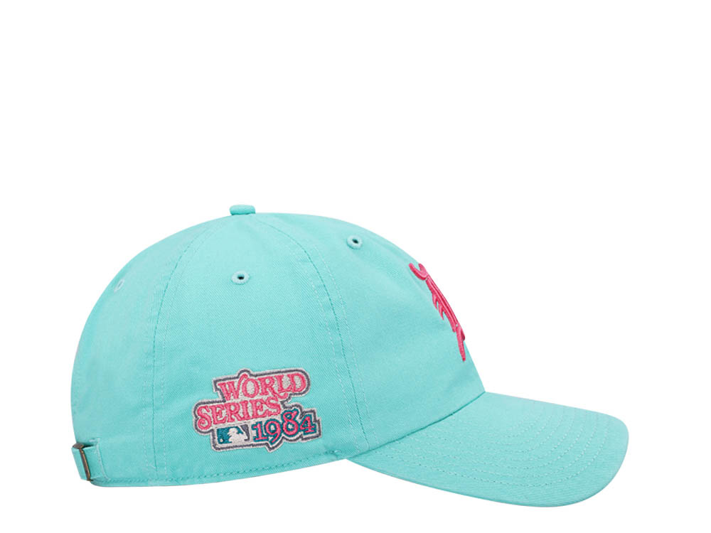 47Brand Detroit Tigers World Series 1984 Tiffany Blue Double Under Clean Up Strapback Cap