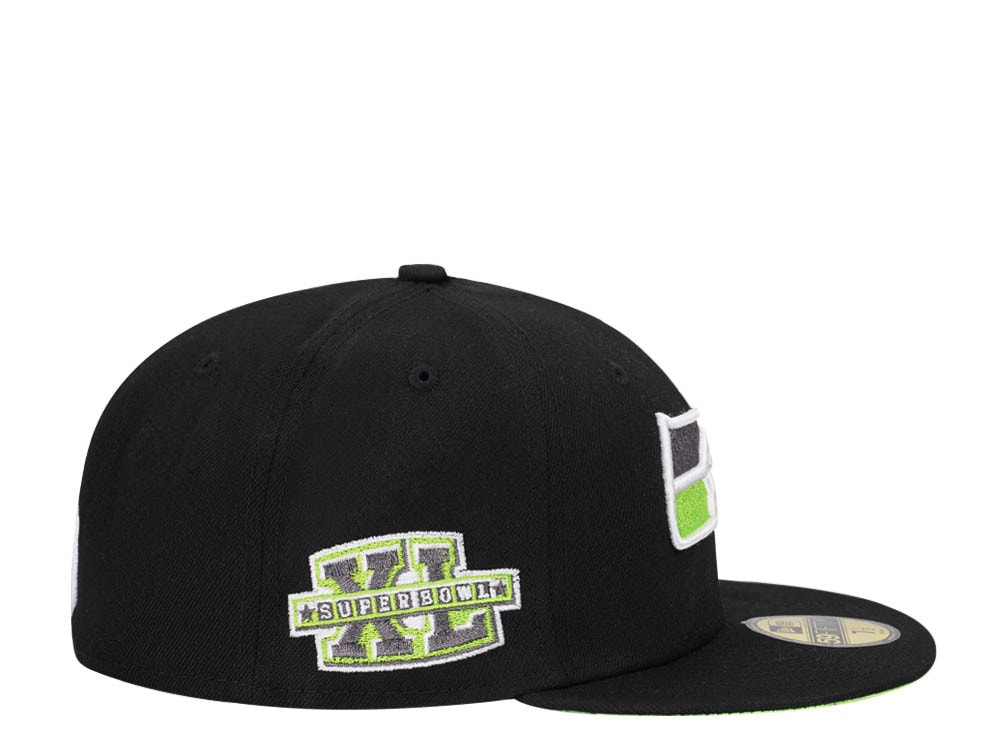 New Era Seattle Seahawks Super Bowl XL Black Neon Edition 59Fifty Fitted Cap