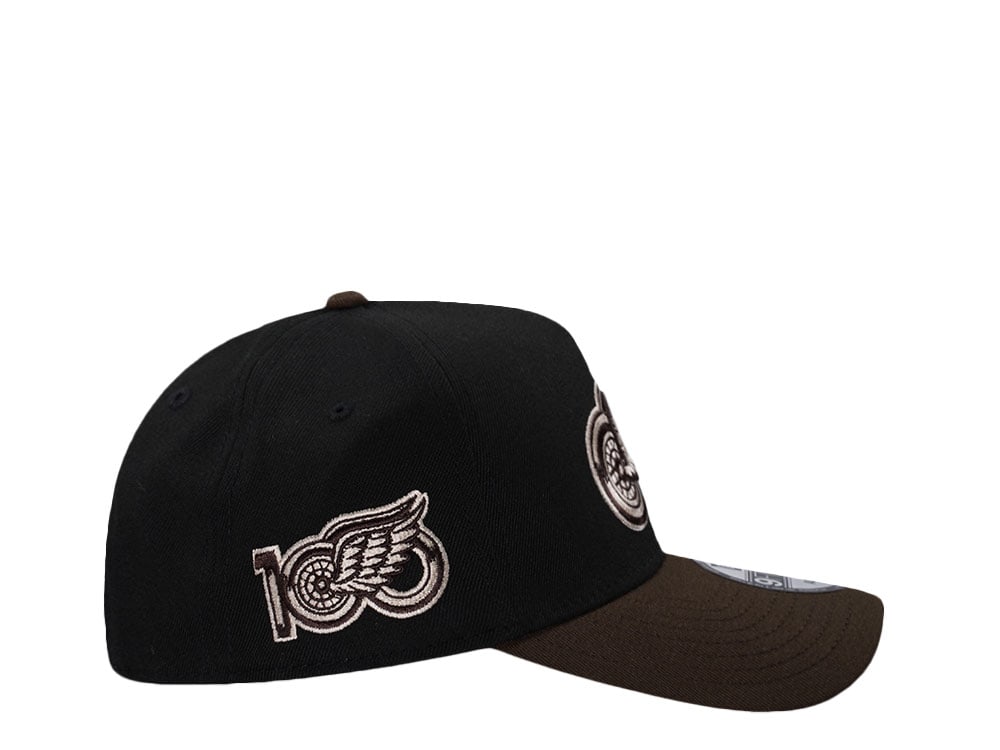 New Era Detroit Red Wings 100th Anniversary Black Two Tone Edition 9Forty A Frame Snapback Cap